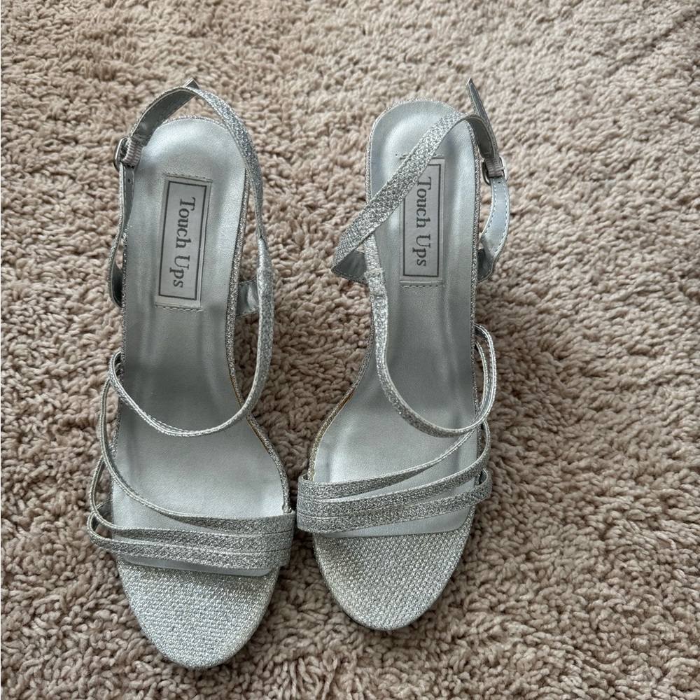 Touch Ups Silver or Glitter 3” Wedge Sandals (Style - Buffy) Size: 8
